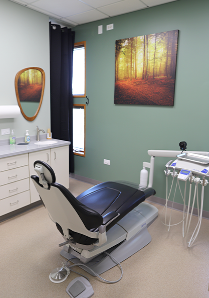 Dental exam chair in a dental office in Saint Charles